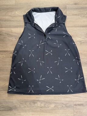 Women's Large Sleeveless Golf Polo Golf Club Print Athletic Top